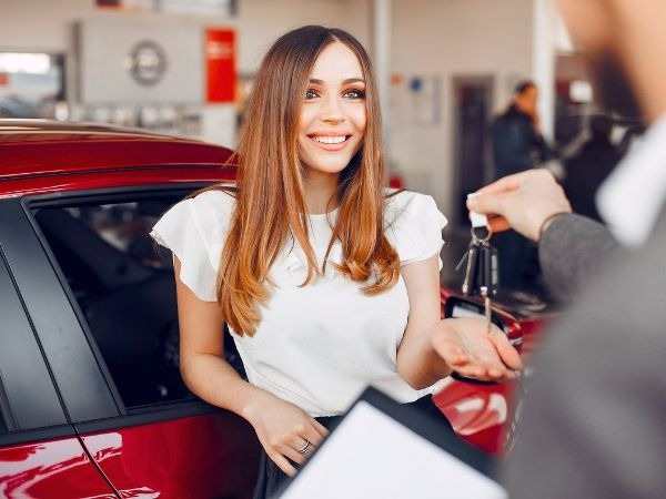 Woman Renting a Car